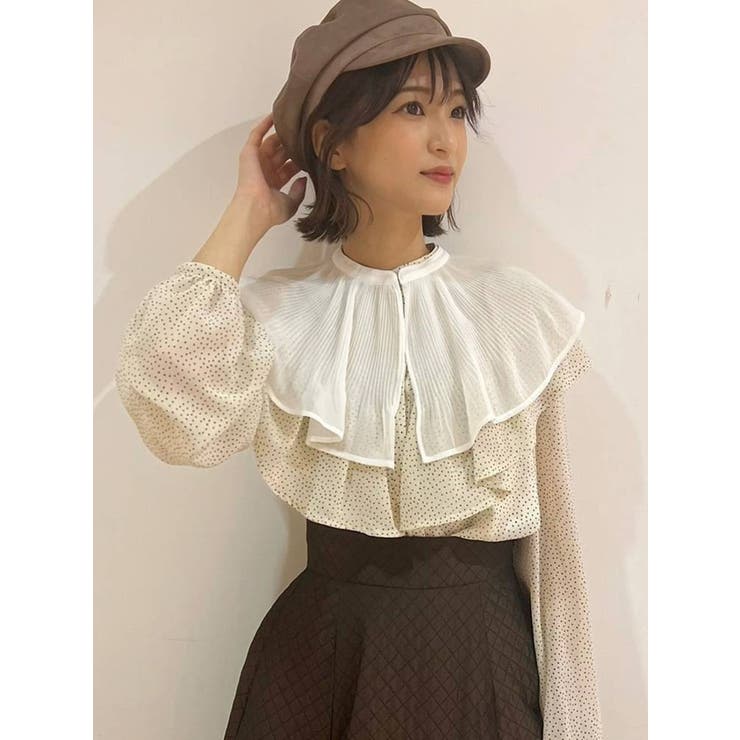 アイボリー | 付け襟ヘリンボーンプリントブラウス | MERCURYDUO