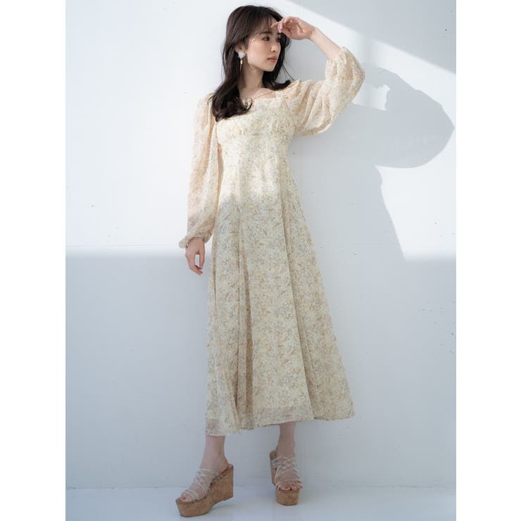 クロスストラップフラワーワンピース[品番：MKSW0048675]｜MERCURYDUO  