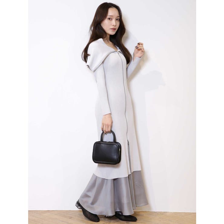 スカートセットフルジップニットワンピース[品番：MKSW0048679