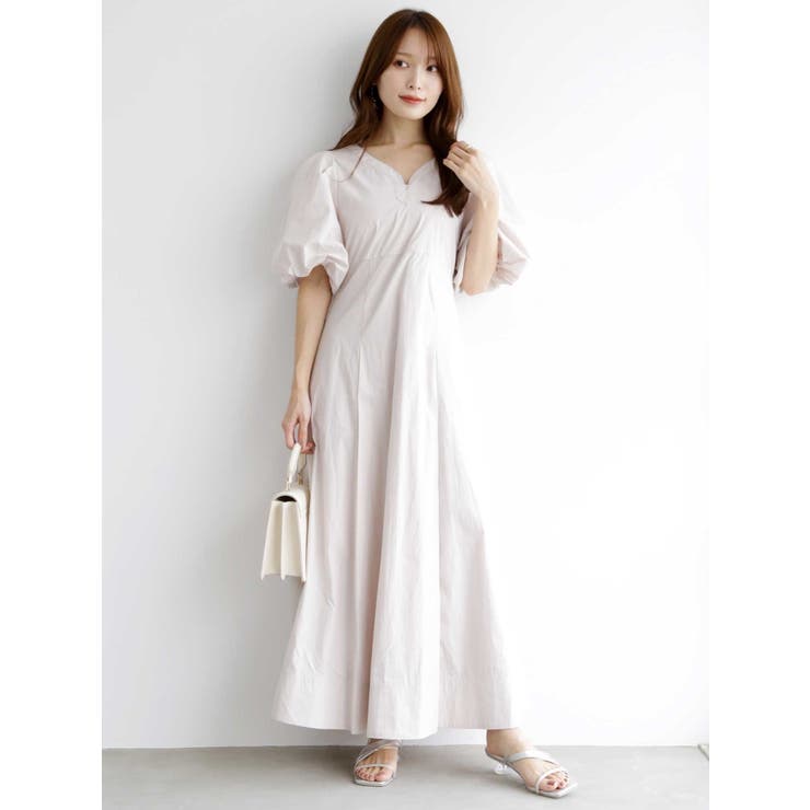 バックタックボリュームスリーブワンピース[品番：MKSW0048681  