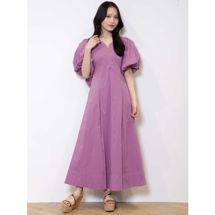 バックタックボリュームスリーブワンピース[品番：MKSW0048681  