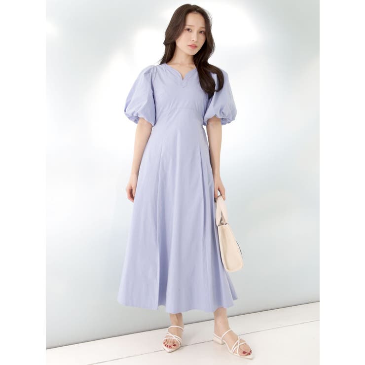 バックタックボリュームスリーブワンピース[品番：MKSW0048681