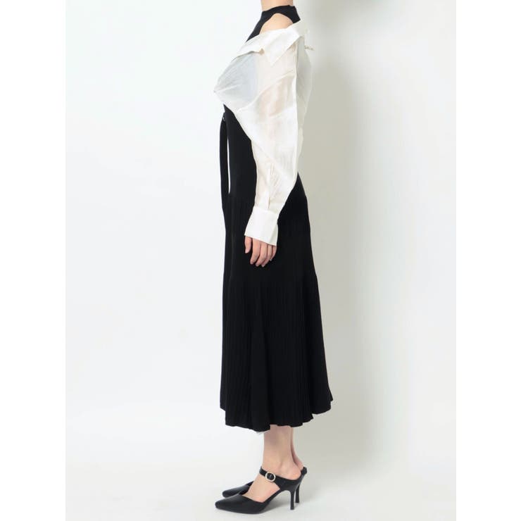 異素材2wayシャツドッキングワンピース[品番：MKSW0050436
