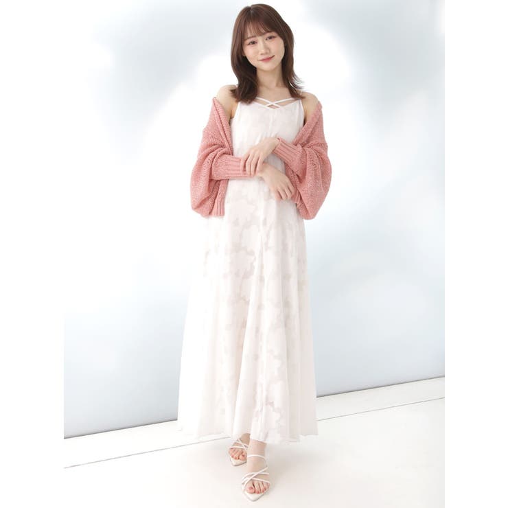 カットジャガードベア付キャミワンピース[品番：MKSW0050699 