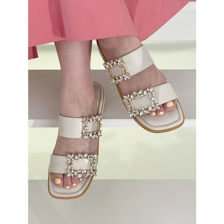 ビジューバックルフラットサンダル | MERCURYDUO | 詳細画像4 