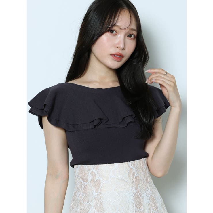 チャコールグレー | 2WAYラッフルノースリニット | MERCURYDUO