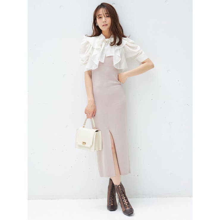 値下げ❗️【MERCURYDUO】ロングスリーブシアーボレロニットワンピース 2WAYシアーボレロセットニットワンピース[品番：MKSW0052322