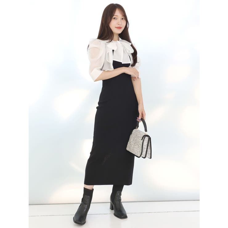 値下げ❗️【MERCURYDUO】ロングスリーブシアーボレロニットワンピース 2WAYシアーボレロセットニットワンピース[品番：MKSW0052322