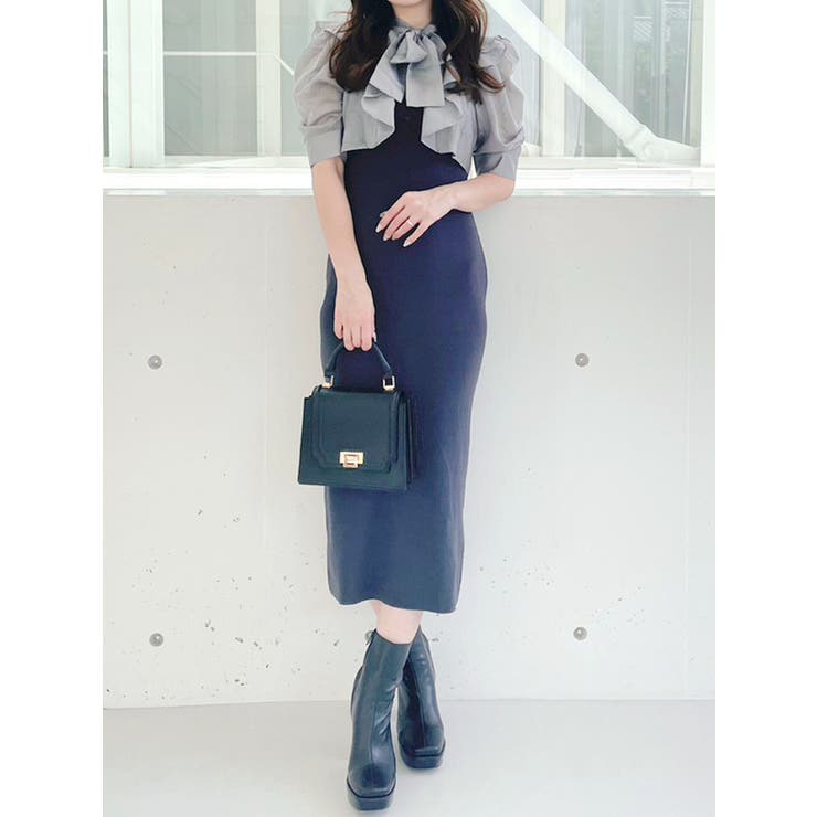 2WAYシアーボレロセットニットワンピース[品番：MKSW0052322