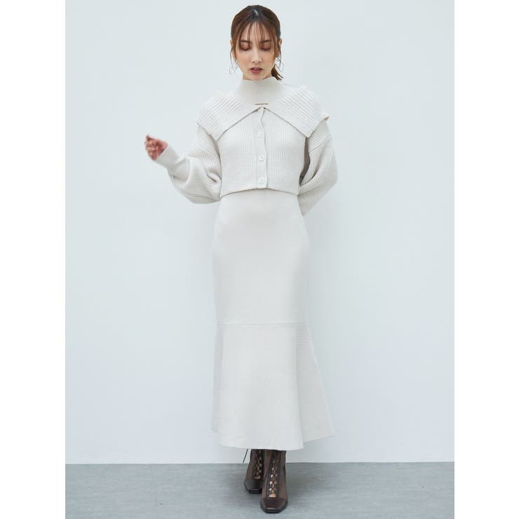 クロップドカーディガンセットマーメイドニットワンピース | MERCURYDUO | 詳細画像3 