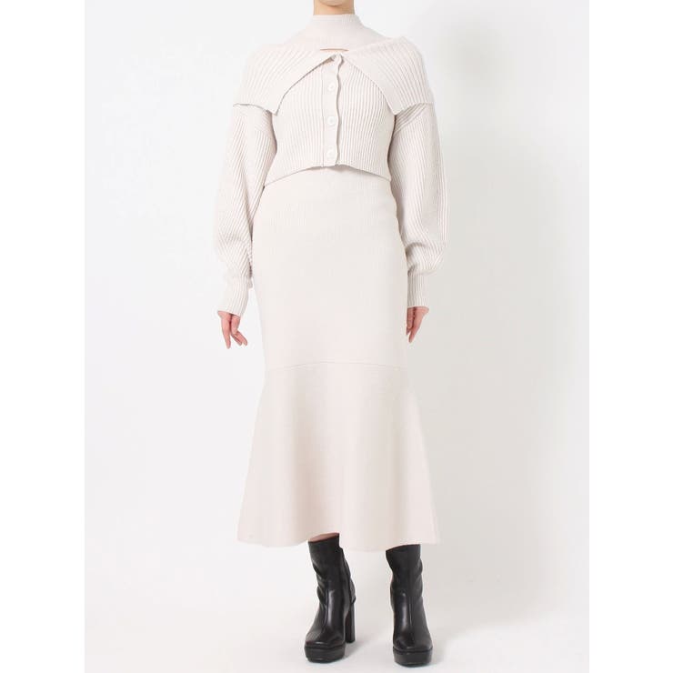 アイボリー | クロップドカーディガンセットマーメイドニットワンピース | MERCURYDUO