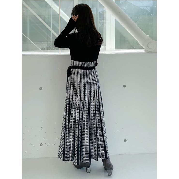 【#FR2】兎千鳥柄ワンピース FR2】兎千鳥柄ワンピース