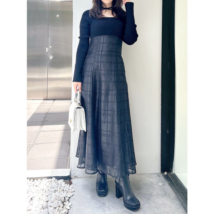 MERCURYDUO（マーキュリーデュオ）の「シアーチェックニット