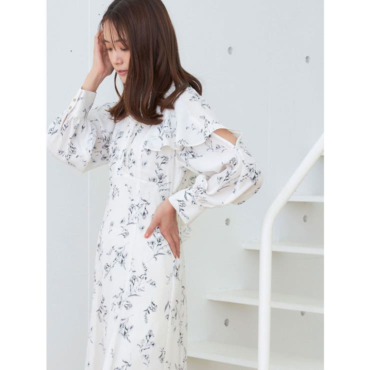 バックノットリボンフラワーワンピース[品番:MKSW0053717 バックノットリボンフラワーワンピース[品番:MKSW0053717