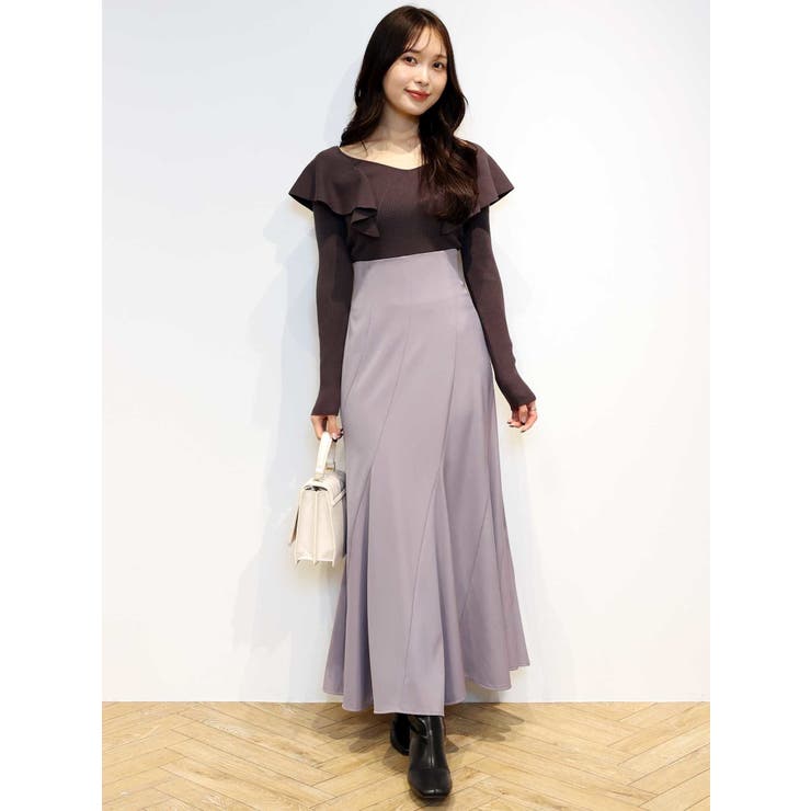 MERCURYDUO マーキュリーデュオ　ロングスリーブラッフルコンパクトニット ロングスリーブラッフルコンパクトニット[品番：MKSW0052415