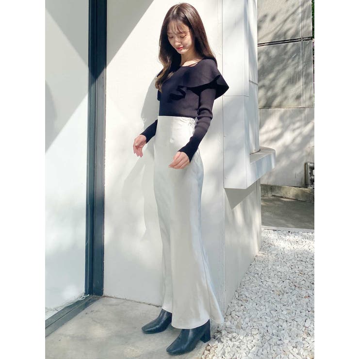 ロングスリーブラッフルコンパクトニット[品番：MKSW0052415