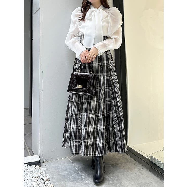 コルセットチェックフレアスカート[品番：MKSW0055035]｜MERCURYDUO