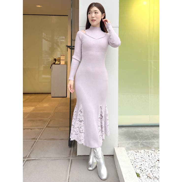 ANDMARY カメオニットスリットドレス【即日発送】 andmary cameo knit