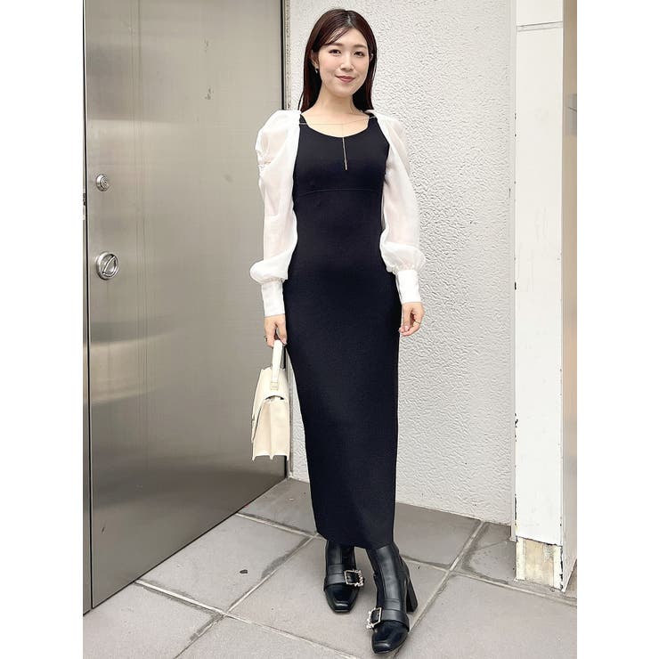 ※取引売済※〈3点セット〉スコットクラブ マーキュリーデュオ他ニット ワンピース 2WAYドレープスリーブボレロセットニットワンピース[品番