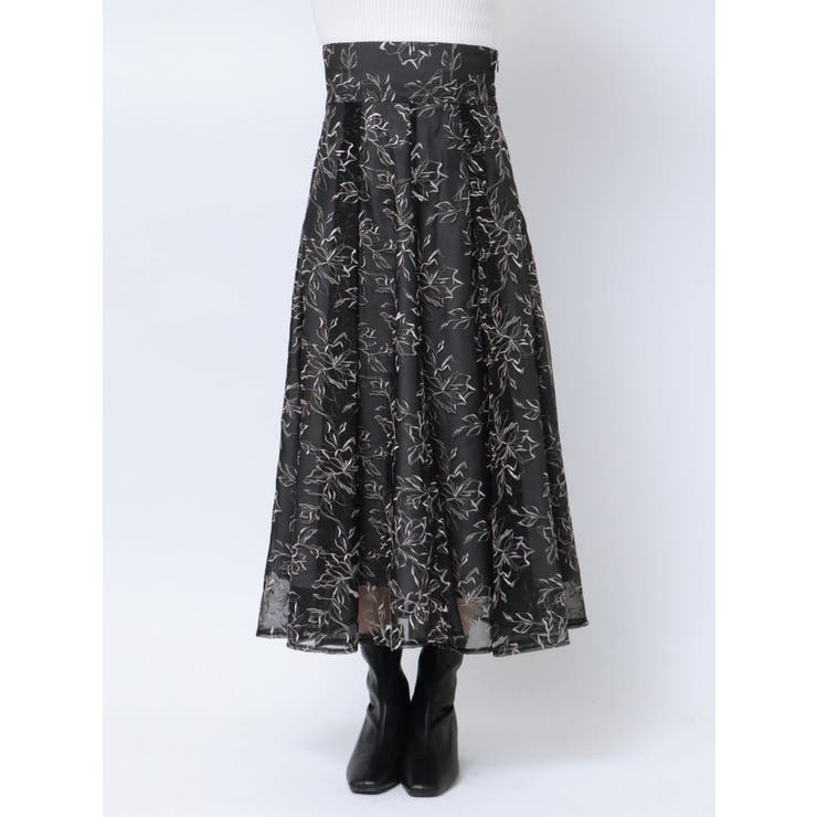 オーガンジーフラワー刺繍スカート[品番：MKSW0056794]｜MERCURYDUO