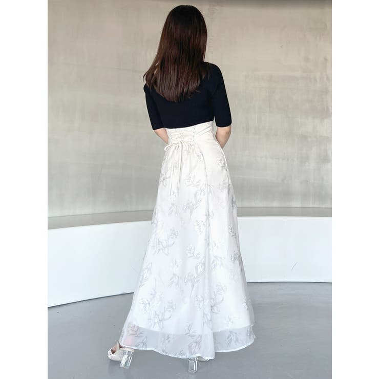 バックレースアップニットドッキングワンピース[品番