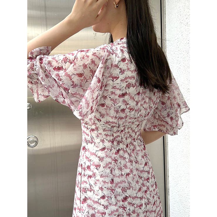 MURCURYDUO★スケルトンフラワー ワンピース 総柄 フリル 可愛い MURCURYDUO☆スケルトンフラワー ワンピース 総柄 フリル 可愛い
