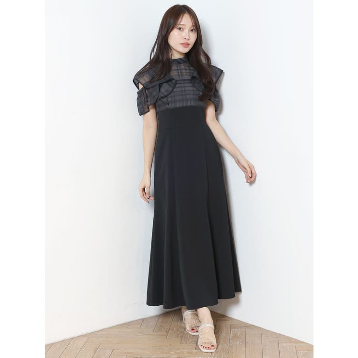 シアーチェックラッフルドッキングワンピース[品番：MKSW0055141