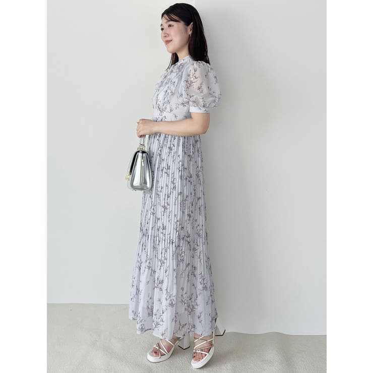花柄ラッフルプリーツティアードワンピース[品番：MKSW0057039