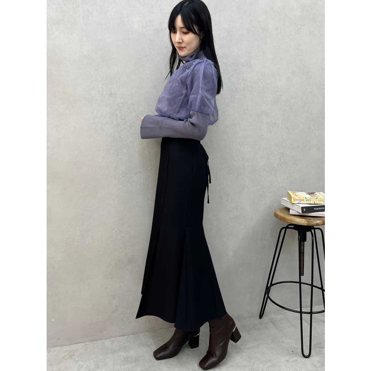 バックレースアップストレッチマーメイドスカート[品番