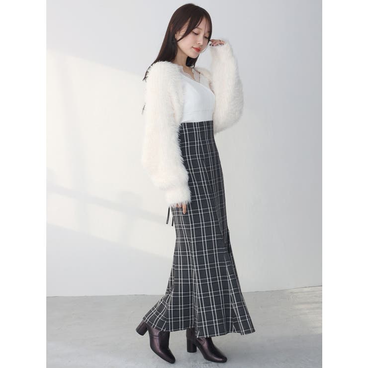 バックレースアップストレッチマーメイドスカート[品番