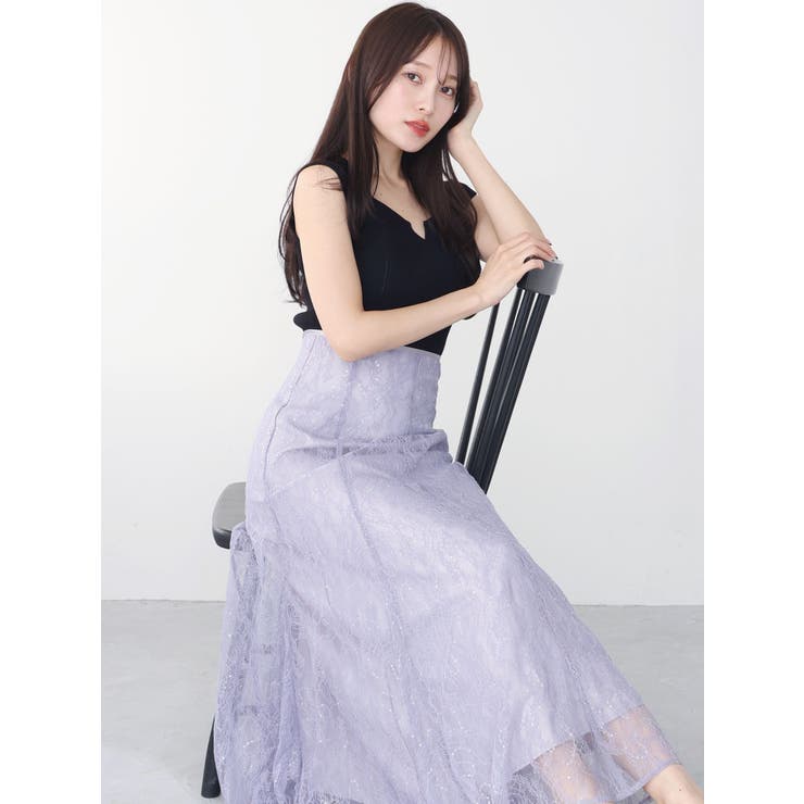 スパンコールレーススカート[品番：MKSW0057149]｜MERCURYDUO