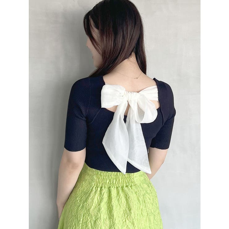 2WAY異素材BIGリボンニット | MERCURYDUO | 詳細画像2 