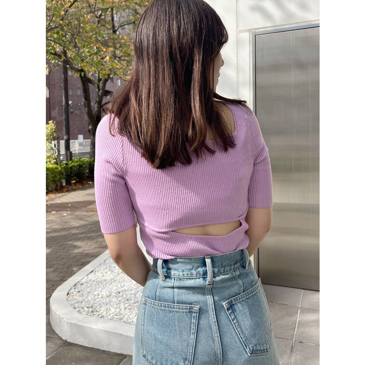 ナローストラップバックスリットリブニット | MERCURYDUO | 詳細画像12 