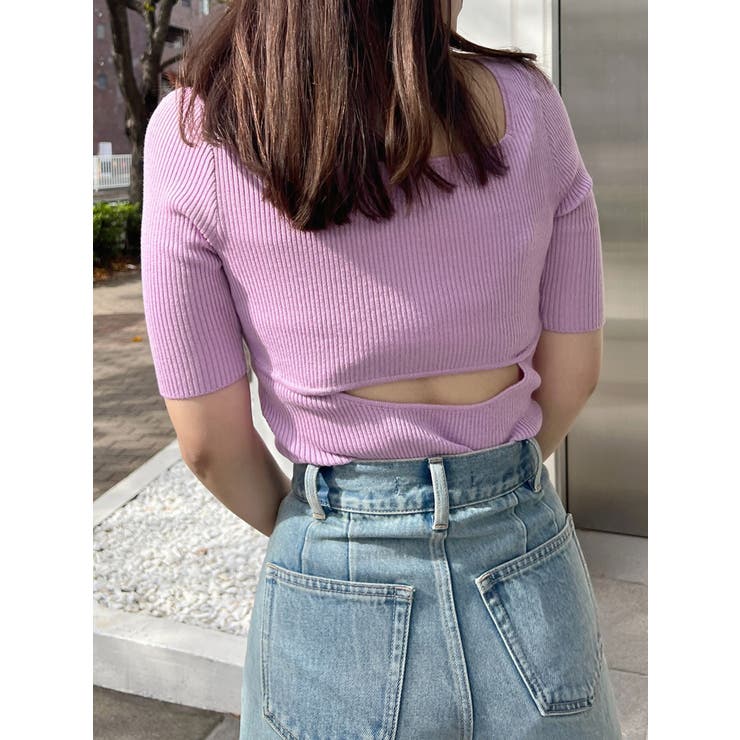 ピンク | ナローストラップバックスリットリブニット | MERCURYDUO