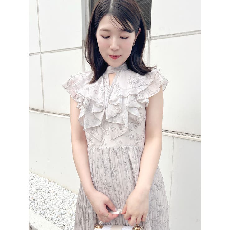 新品タグ付きマーキュリーデュオSサイズ花柄 プリーツ ロングワンピース マーキュリーデュオ MERCURYDUO 花柄プリーツティアード