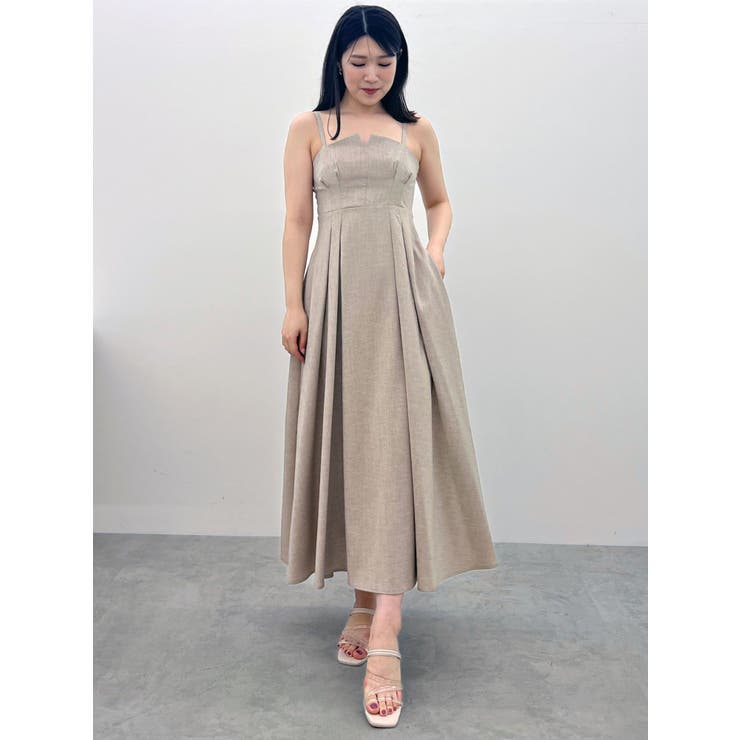 リネンライクバックレースアップキャミワンピース[品番：MKSW0057159