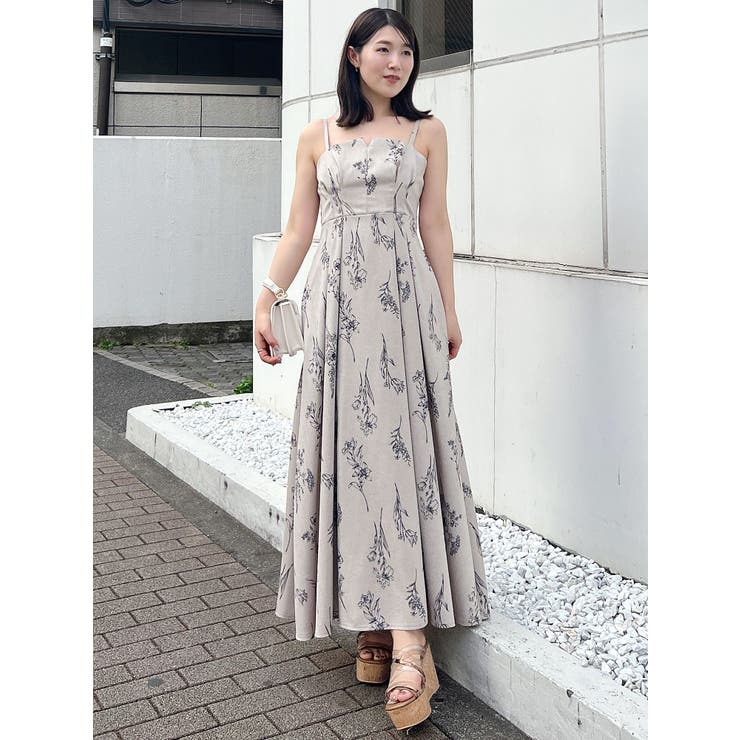 リネンライクバックレースアップキャミワンピース[品番：MKSW0057159