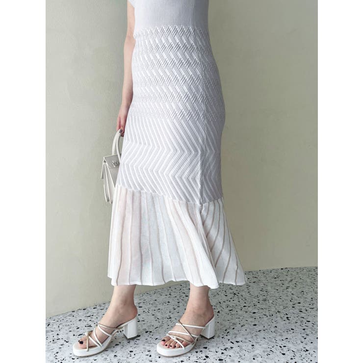 バイカラーシースルーヘムニットワンピース | MERCURYDUO | 詳細画像14 