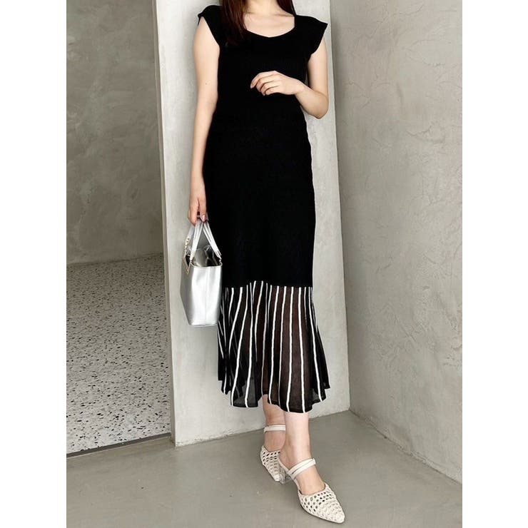 バイカラーシースルーヘムニットワンピース | MERCURYDUO | 詳細画像15 