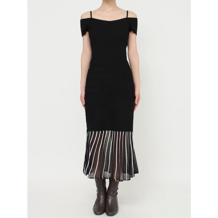 バイカラーシースルーヘムニットワンピース | MERCURYDUO | 詳細画像26 