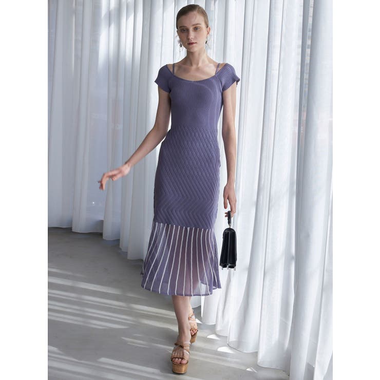 バイカラーシースルーヘムニットワンピース | MERCURYDUO | 詳細画像3 