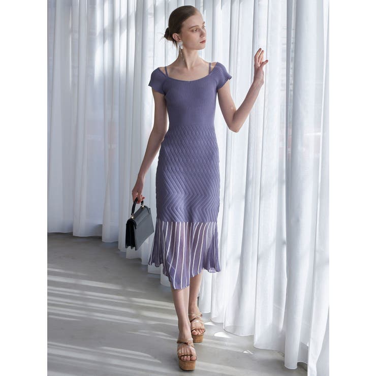 バイカラーシースルーヘムニットワンピース | MERCURYDUO | 詳細画像4 