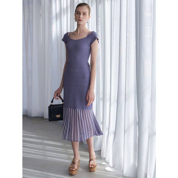 バイカラーシースルーヘムニットワンピース | MERCURYDUO | 詳細画像6 