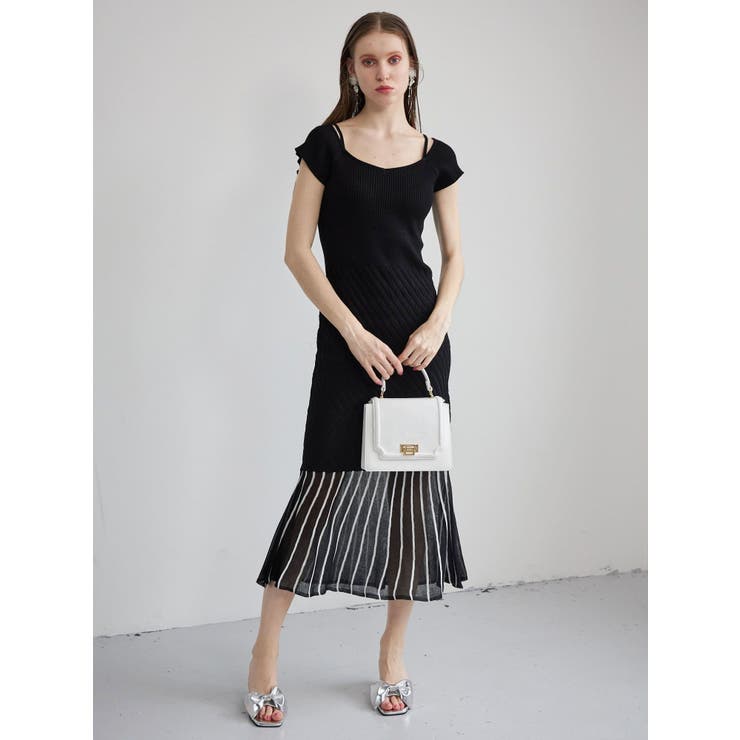 バイカラーシースルーヘムニットワンピース | MERCURYDUO | 詳細画像7 