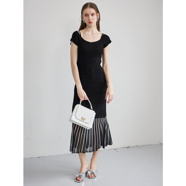 バイカラーシースルーヘムニットワンピース | MERCURYDUO | 詳細画像9 