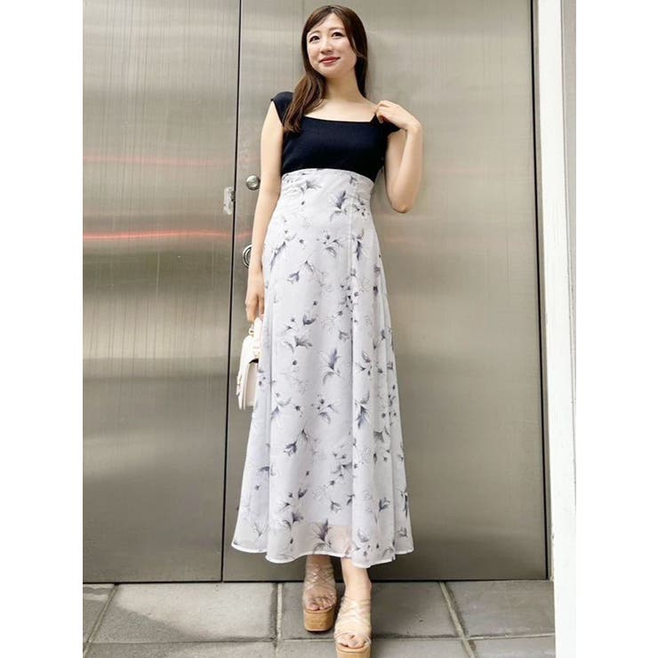 タグ付き　新品【MERCURYDUO】 ベアニットトップス ドッキングワンピース MERCURYDUO ワンピース ベアニットドッキング花柄バックレース