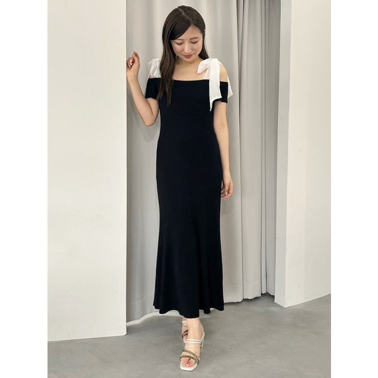 ショルダーリボンニットワンピース[品番:MKSW0059326 ショルダーリボンニットワンピース[品番:MKSW0059326