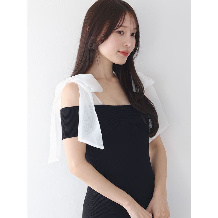 ショルダーリボンニットワンピース[品番:MKSW0059326 ショルダーリボンニットワンピース[品番:MKSW0059326