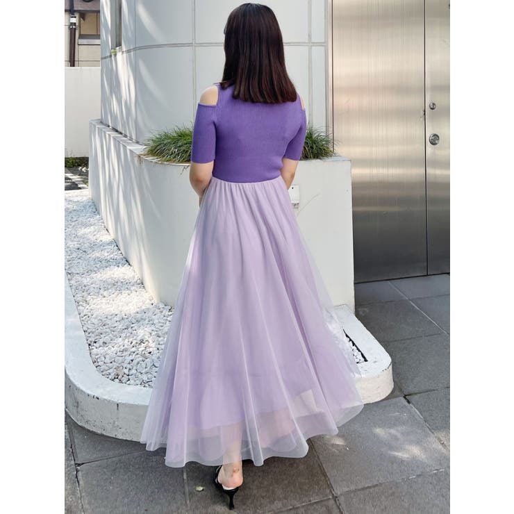 チュールドッキングオープンショルダーワンピース | MERCURYDUO | 詳細画像11 