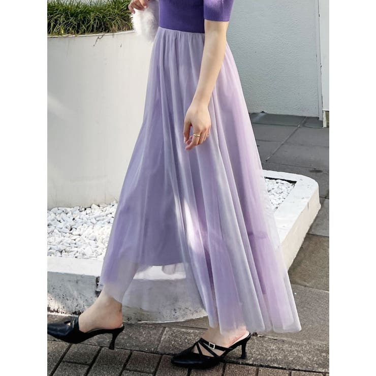 チュールドッキングオープンショルダーワンピース | MERCURYDUO | 詳細画像12 